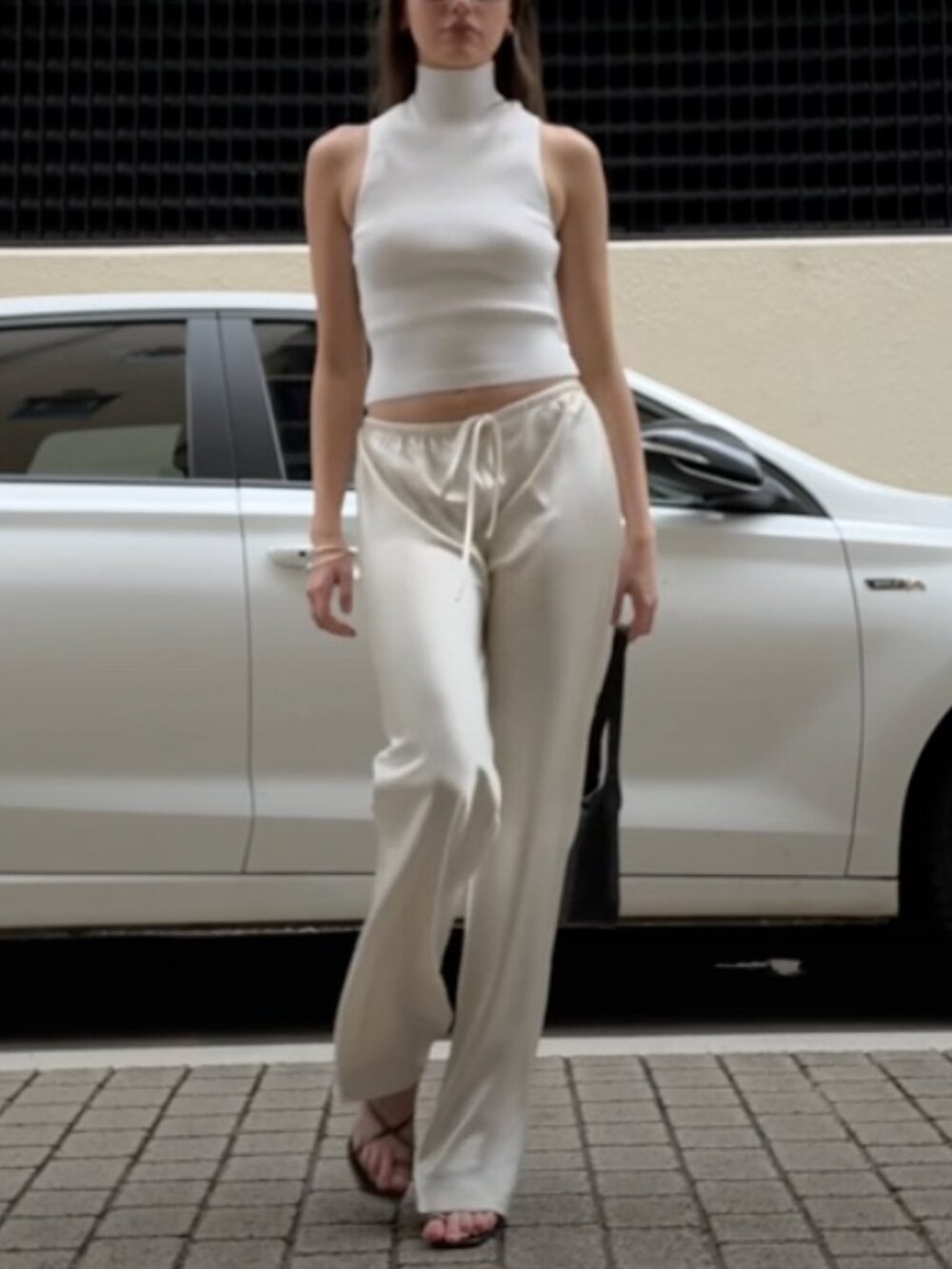 BEST HENNE Gerardo Pant AU8/US4 Cream Satin Quiet Lux